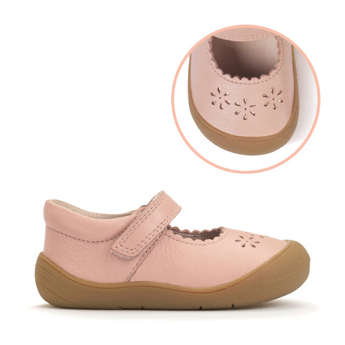 Start-Rite Eva, Dusky pink leather girls rip-tape first walking shoes 0841_6